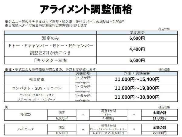 料金表